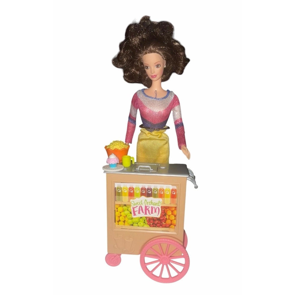 BARBIE With Sweet‎ Orchard Farm Farmer Market Shopping Stand Cart Mattel